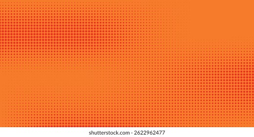 Textura de gradiente de patrón de color naranja semitono de puntos con tecnología de fondo digital. Cómics de arte pop de puntos con fondo de verano.