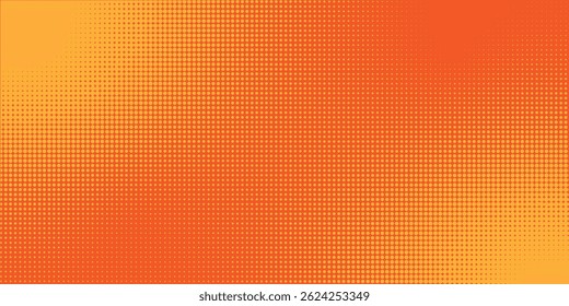 Dots halftone orange color pattern gradient texture with technology digital background. Dots pop art comics with summer background for banner and cover
