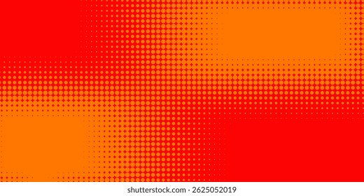 Textura de gradiente de patrón de color naranja semitono de puntos con tecnología de fondo digital. Cómics de arte pop de puntos con fondo de verano.