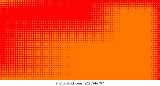 Pontos de meio-tom laranja cor padrão textura gradiente com tecnologia digital fundo. Quadrinhos de arte pop com fundo de verão.