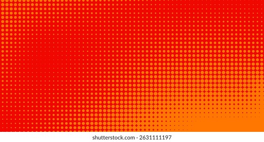 Dots halftone orange color pattern gradient texture with technology digital background. Dots pop art comics with summer background.