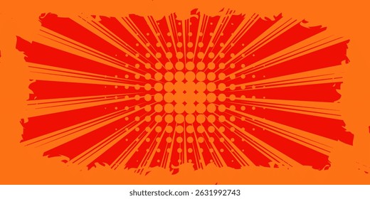 Textura de gradiente de patrón de color naranja semitono de puntos con tecnología de fondo digital. Cómics de arte pop de puntos con fondo de verano.