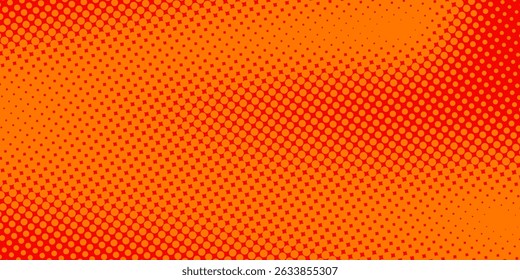 Textura de gradiente de patrón de color naranja semitono de puntos con tecnología de fondo digital. Cómics del arte pop de los puntos con fondo del verano