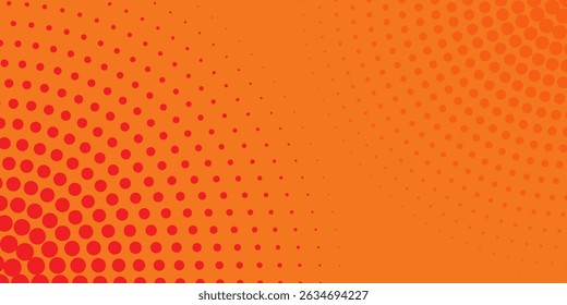Textura de gradiente de patrón de color naranja semitono de puntos con tecnología de fondo digital. Cómics de arte pop de puntos con fondo de verano.