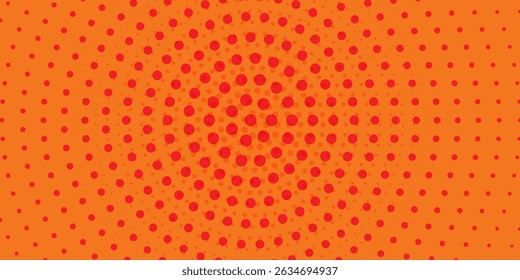 Textura de gradiente de patrón de color naranja semitono de puntos con tecnología de fondo digital. Cómics de arte pop de puntos con fondo de verano.