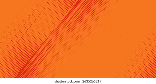 Dots halftone orange color pattern gradient texture with technology digital background. Dots pop art comics with summer background.