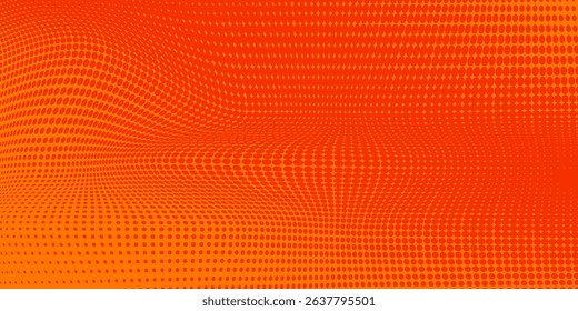 Dots halftone orange color pattern gradient texture with technology digital background. eps 10