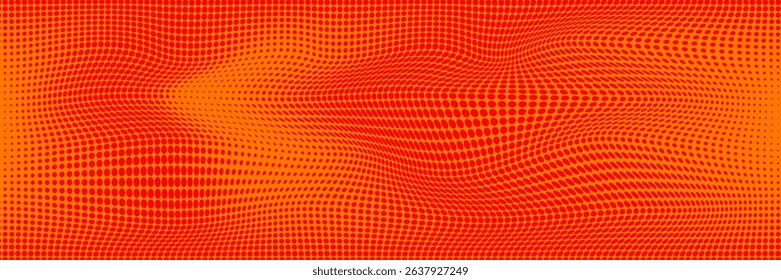 Dots halftone orange color pattern gradient texture with technology digital background. Dots pop art comics with summer background vector Eps10.