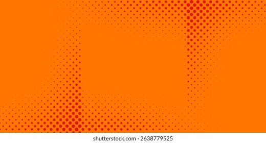 Dots halftone orange color pattern gradient texture with technology digital background. Vector ilustration