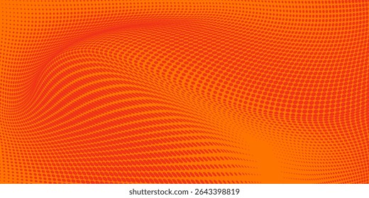 Dots halftone orange color pattern gradient texture with technology digital background. vector eps 10.