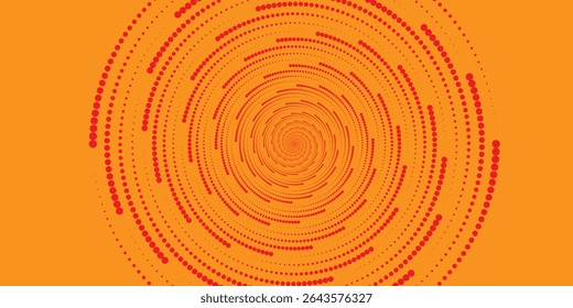 Dots halftone orange color pattern gradient texture with technology digital background. Dots pop art comics with summer background eps10.