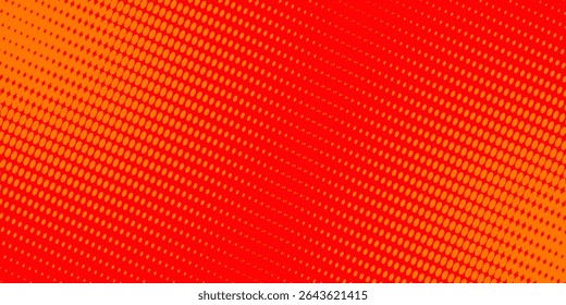 Textura de gradiente de patrón de color naranja semitono de puntos con tecnología de fondo digital. Cómics de arte pop de puntos con fondo de verano.