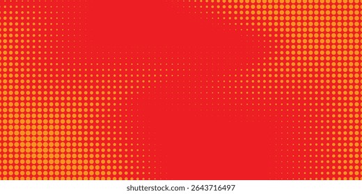 Dots halftone orange color pattern gradient texture with technology digital background. Dots pop art comics with summer background.