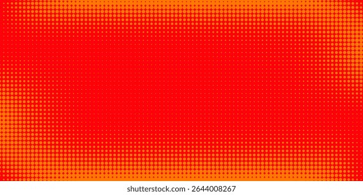 Textura de gradiente de patrón de color naranja semitono de puntos con tecnología de fondo digital.
