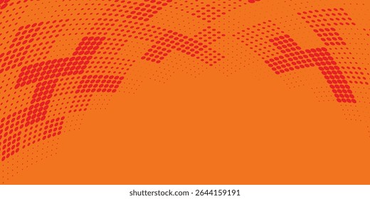 Dots halftone orange color pattern gradient texture with technology digital background. Dots pop art comics with summer modern art