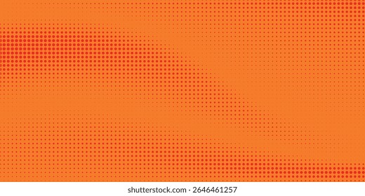 Textura de gradiente de patrón de color naranja semitono de puntos con tecnología de fondo digital. Cómics de arte pop de puntos con fondo de verano.