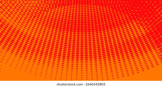 Textura de gradiente de patrón de color naranja semitono de puntos con tecnología de fondo digital. Cómics de arte pop de puntos con fondo de verano. eps10