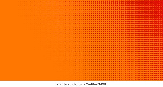 Dots halftone orange color pattern gradient texture with technology digital background. Dots pop art comics 