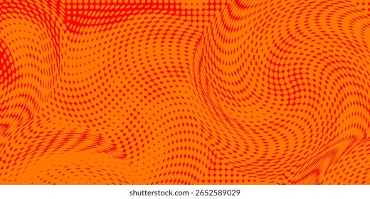 Pontos de meio-tom laranja cor padrão textura gradiente com tecnologia digital fundo. Quadrinhos de arte pop com fundo de verão.