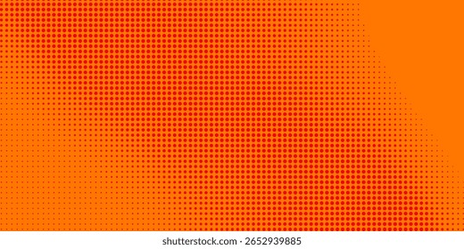 Textura de gradiente de patrón de color naranja semitono de puntos con tecnología de fondo digital. Cómics de arte pop de puntos con fondo de verano.