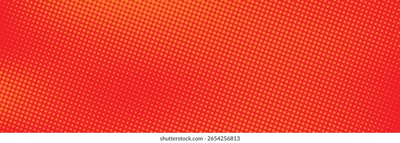 Textura de gradiente de patrón de color naranja semitono de puntos con tecnología de fondo digital. Cómics de arte pop de puntos con fondo de verano. ilustración de Vector	
