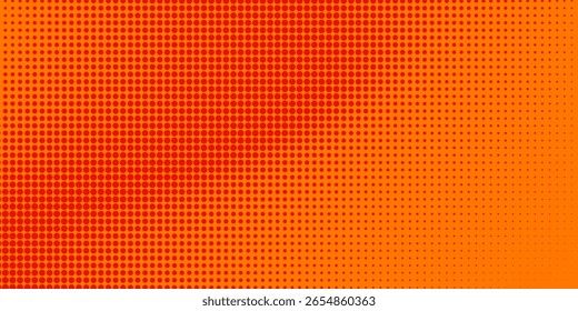 Pontos de meio-tom laranja cor padrão textura gradiente com tecnologia digital fundo. Quadrinhos de arte pop com fundo de verão.