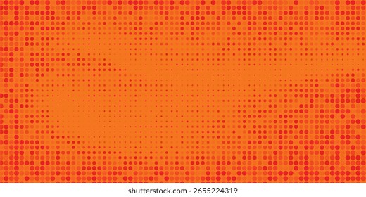 Textura de gradiente de patrón de color naranja semitono de puntos con tecnología de fondo digital. Cómics de arte pop de puntos 