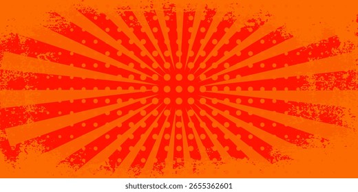 Textura de gradiente de patrón de color naranja semitono de puntos con tecnología de fondo digital. Cómics de arte pop de puntos con fondo de verano.