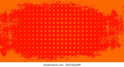 Dots halftone orange color pattern gradient texture with technology digital background. Dots pop art comics with summer background.