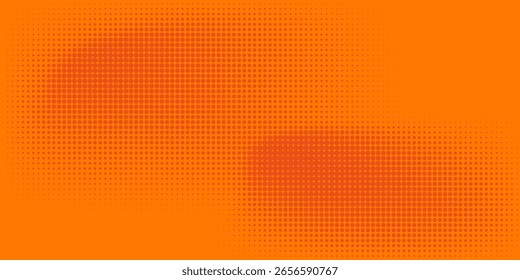 Dots halftone orange color pattern gradient texture with technology digital background.