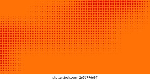 Textura de gradiente de patrón de color naranja semitono de puntos con tecnología de fondo digital. Cómics de arte pop de puntos con fondo de verano.
