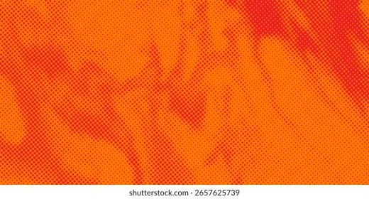Dots halftone orange color pattern gradient texture with technology digital background. Dots pop art comics
