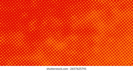 Textura de gradiente de patrón de color naranja semitono de puntos con tecnología de fondo digital. Cómics de arte pop de puntos
