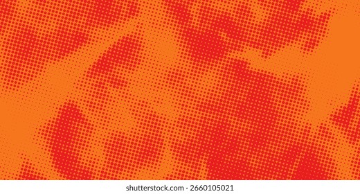 Textura de gradiente de patrón de color naranja semitono de puntos con tecnología de fondo digital. Cómics de arte pop de puntos con fondo de verano.