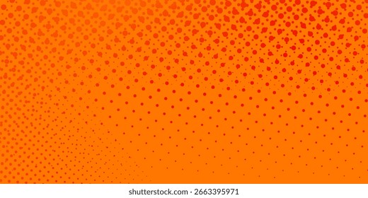 Dots halftone orange color pattern gradient texture with technology digital background. Modern pop abstract