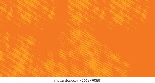 Textura de gradiente de patrón de color naranja semitono de puntos con tecnología de fondo digital. Cómics del arte pop de los puntos con el arte simple del fondo del verano punteado