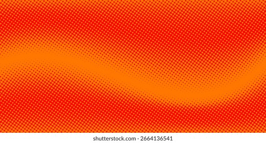 Textura de gradiente de patrón de color naranja semitono de puntos con tecnología de fondo digital. Cómics de arte pop de puntos con fondo de verano.