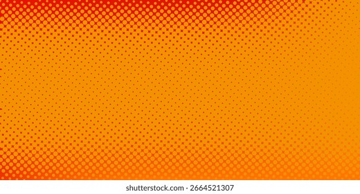 Dots halftone orange color pattern gradient texture with technology digital background. Dots pop art comics with summer background.