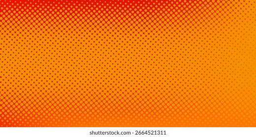 Textura de gradiente de patrón de color naranja semitono de puntos con tecnología de fondo digital. Cómics de arte pop de puntos con fondo de verano.