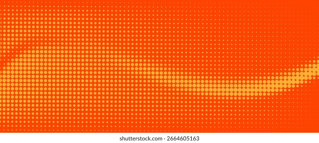 Textura de gradiente de patrón de color naranja semitono de puntos con tecnología de fondo digital. Cómics de arte pop de puntos con fondo de verano.
