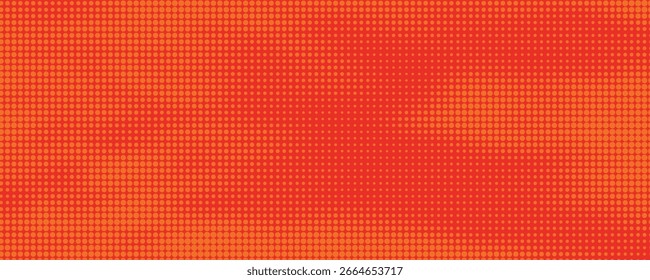 Textura de gradiente de patrón de color naranja semitono de puntos con tecnología de fondo digital. Cómics de arte pop de puntos con fondo de verano moderno