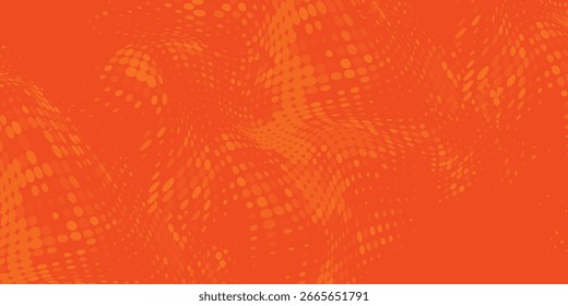 Textura de gradiente de patrón de color naranja semitono de puntos con tecnología de fondo digital. Punto pop art comics arte moderno semitono naranja