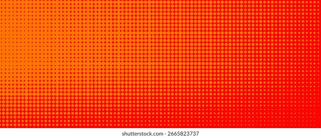 Dots halftone orange color pattern gradient texture with technology digital background. Dots pop art comics with summer background.