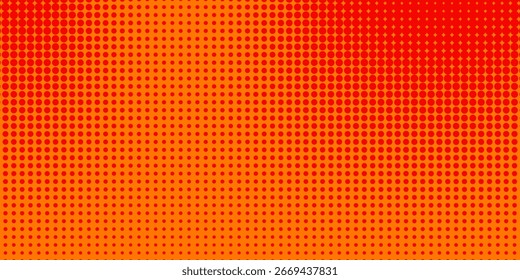 Textura de gradiente de patrón de color naranja semitono de puntos con tecnología de fondo digital. Cómics de arte pop de puntos con fondo de verano.