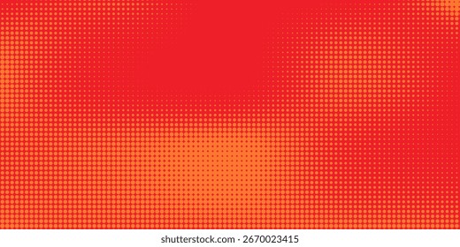 Dots Halbton orange Farbmuster Farbverlauf Textur mit Technologie digitalen Hintergrund. Punkte Pop-Art-Comics mit sommerlichem Hintergrund. Vektorgrafik	
