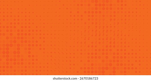 Pontos de meio-tom laranja cor padrão textura gradiente com tecnologia digital fundo. Pontos pop art quadrinhos moderno Abstract padrão de meio-tom monocromático. 