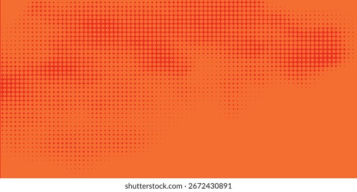 Textura de gradiente de patrón de color naranja semitono de puntos con tecnología de fondo digital. Cómics de arte pop de puntos con fondo de verano.