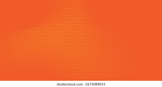 Dots halftone orange color pattern gradient texture with technology digital background. 
