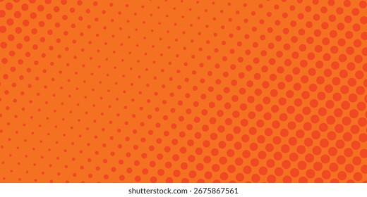 Textura de gradiente de patrón de color naranja semitono de puntos con tecnología de fondo digital. Puntos de arte pop comics fondo moderno moderno
