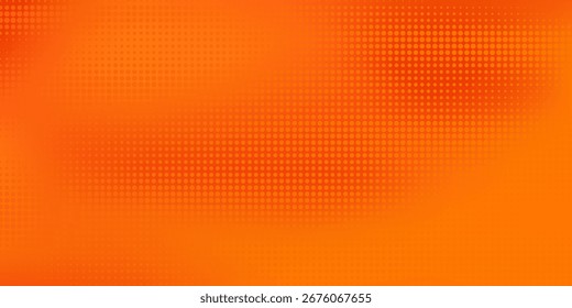 Dots halftone orange color pattern gradient texture with technology digital background. Dots pop art comics with summer background. Vector Illustration